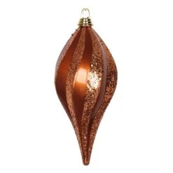 12 In. Copper Candy Glitter Swirl Drop Ornament