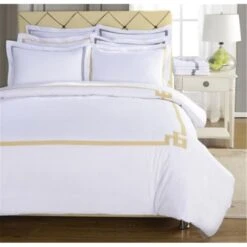 Miller Three Piece Cotton Duvet Cover Set Full/ Queen- Black