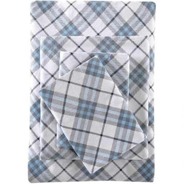 Twin Extra Large Size Sheet Set, Blue Plaid 1 Twin Extra Large Size Sheet Set, Blue Plaid