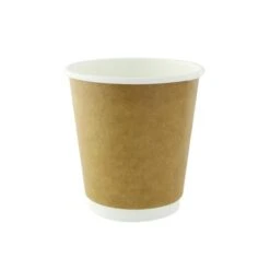 8 Oz Double Wall Kraft Compostable Paper Cups, 3.15 X 3.5 In.