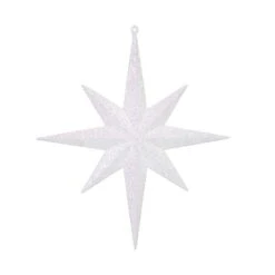 12 In. White Glitter Bethlehem Star Ornament, 2PK