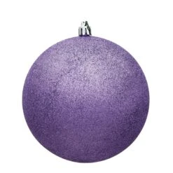 4 In. Lavender Glitter Christmas Ornament Ball, 6PK