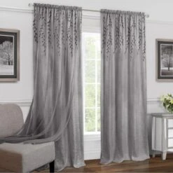 42 X 63 In. Willow Rod Pocket Window Curtain Panel, Grey