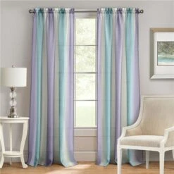 Achim SPPN84LI06 50 X 84 In. Spectrum Rod Pocket Window Curtain Panel; Lilac & Turquoise
