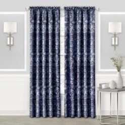 52 X 63 In. Charlotte Rod Pocket Window Curtain Panel, Navy
