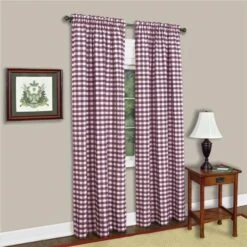 Achim BCPN95BU12 Buffalo Check Window Curtain Panel - 42 X 95 In. - Burgundy