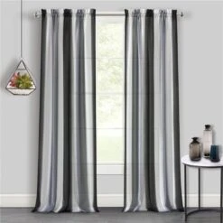 Achim SPPN63BK06 Spectrum Rod Pocket Window Curtain Panel - 50 X 63 In. - Black & Silver