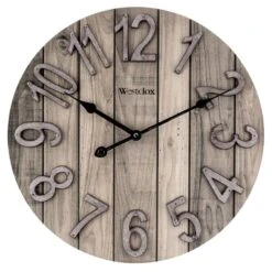Westclox 6047424 15.5 X 15.5 In. Indoor Farmhouse Analog Wood Wall Clock; Brown