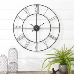 Aspire Home Accents 6657 Alpin Round Metal Wall Clock; Gray