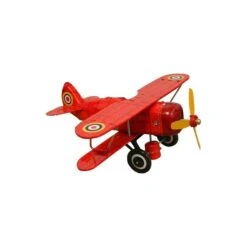 Alexander Taron MS454R Collectible Tin Toy; Red Curtis Biplane - 3 X 7.25 X 7.75 In.