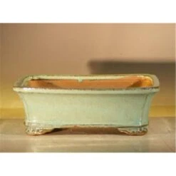 8 X 6.375 X 3 In. Ceramic Bonsai Pot, Light Green - Rectangle