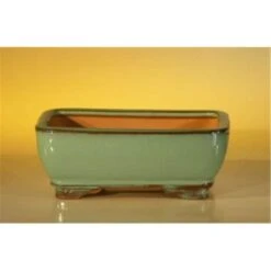6.125 X 5 X 2.125 In. Green Ceramic Bonsai Pot - Rectangle