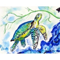 Betsy Drake PM833 Yellow Sea Turtle Place Mat - Set Of 4