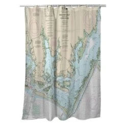 Betsy Drake SH11545 Beaufort Inlet & Part Of Core Sound; NC Nautical Map Shower Curtain - 70 X 72 In.