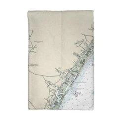 Betsy Drake KT11539WB Wilmington - Wrightsville Beach; NC Nautical Map Kitchen Towel