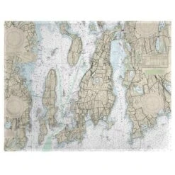 Betsy Drake PM13221NP 14 X 18 In. Narragansett Bay; RI Nautical Map Place Mat - Set Of 4