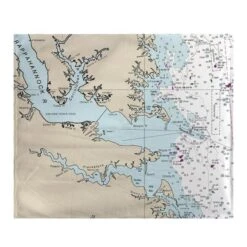 Betsy Drake BK12280HF 50 X 60 In. Chesapeake Bay; VA Nautical Map Fleece Throw