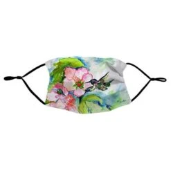 Betsydrake MA437 Hummingbird & Hibiscus Face Mask