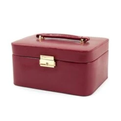 Bey-Berk International BB534RED Red Lizard Leather Jewelry Box For 3 Watches
