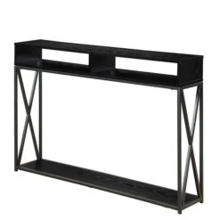 Tucson 161889BL Deluxe 2 Tier Console Table; Black - 47.25 X 9 X 30 In.