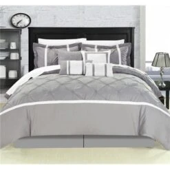 Vermont Comforter Set - Grey - Queen - 8 Piece