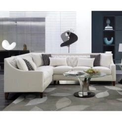 Fulla Linen Tufted Back Rest Modern Contemporary Left Facing Sectional Sofa, Beige