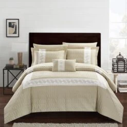8 Piece Camden Comforter Set TaupeQueen Size