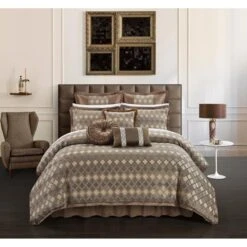 13 Piece Suelita Comforter Set, Brown - Queen Size