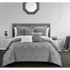6 Piece Jodee Comforter Set, Gray - King Size