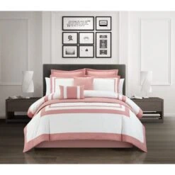8 Piece Frostine Comforter & Quilt Set, Rose - King Size