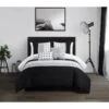 5 Piece Lanny Comforter Set, Black - King Size