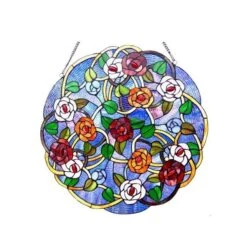 Chloé Chloe CH1P908PF24-GPN 24 In. Lighting Shreveport Tiffany Glass Roses Window Panel - Antique Brass