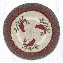 15 X 15 In PMRP25 Holly Cardinal Printed Round Placemat