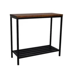 Ryan Rich Metal Console Table - Chestnut & Black - 31 X 14 X 34 In.