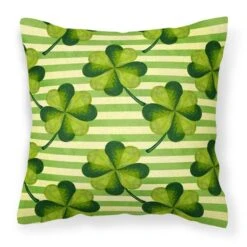 Watercolor Shamrock Stripes Fabric Decorative Pillow, 18 X 18 In.