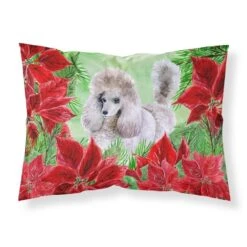 Poodle Poinsettas Fabric Standard Pillowcase