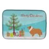 Collie Dog Merry Christmas Tree Dish Drying Mat