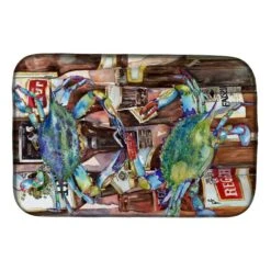 Blue Crabby New Orleans Beer Bottles Dish Drying Mat