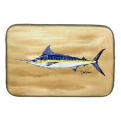 Swordfish On Sandy Beach Dish Drying Mat
