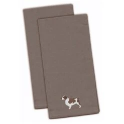 Welsh Springer Spaniel Gray Embroidered Kitchen Towel