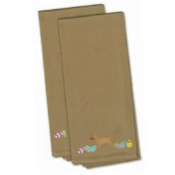 Border Terrier Easter Tan Embroidered Kitchen Towel
