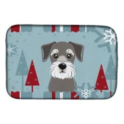 Winter Holiday Schnauzer Dish Drying Mat