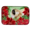 Pekingese Poinsettas Dish Drying Mat