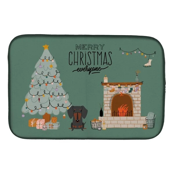 14 X 21 In. Black Tan Dachshund Christmas Everyone Dish Drying Mat 1 14 X 21 In. Black Tan Dachshund Christmas Everyone Dish Drying Mat
