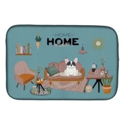 14 X 21 In. Piebald French Bulldog Sweet Home Dish Drying Mat