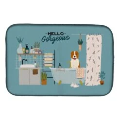 14 X 21 In. Central Asian Shepherd Dog In Bathtub Dish Drying Mat