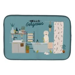 14 X 21 In. Irish Wolfhound In Bathtub Dish Drying Mat