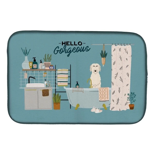 14 X 21 In. Irish Wolfhound In Bathtub Dish Drying Mat 1 14 X 21 In. Irish Wolfhound In Bathtub Dish Drying Mat