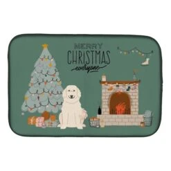 14 X 21 In. Great Pyrenese Christmas Everyone Dish Drying Mat