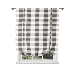 Blackout 365 AARO 16138D=12 Grommet Curtains - Window Curtain Panel Set - Buffalo Plaid Gingham Checkered - 2 Panels - 37"W X 63"L - Grey